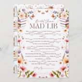 Boho Storybook Floral Mad Libs Brautparty Game (Vorne/Hinten)