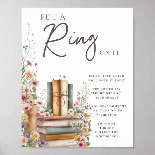 Boho Storybook Floral "Put a Ring on It" Bridal Poster (Vorne)