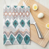 Boho Strand-aquamariner Pfirsichblasse graue Geschirrtuch (Viertel Falte)