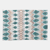 Boho Strand-aquamariner Pfirsichblasse graue Geschirrtuch (Horizontal)