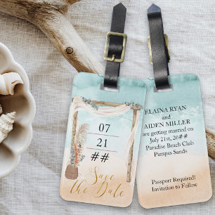 Boho-Strand-Arbor-Ziel-Hochzeit-Save-the-Date Gepäckanhänger