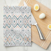 Boho Strand-Diamant-Zickzack aquamariner Geschirrtuch (Viertel Falte)