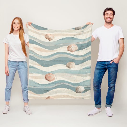 Boho-Strand-Muschelwellen Fleecedecke (Beispiel)