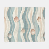 Boho-Strand-Muschelwellen Fleecedecke (Vorderseite (Horizontal))