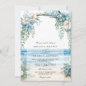 Boho-Strand-Wasserfarben-Blumen-QR-Code-Hochzeit Einladung (Vorderseite)