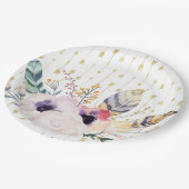 Boho-Sträußchen Pappteller (Schrägansicht)