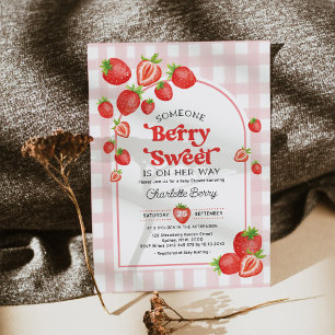 Boho Strawberry Baby Shower Berry Sweet Baby Girl Einladung