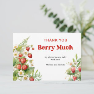 Boho Strawberry Baby Shower Berry Sweet Vielen Dan Begleitkarte