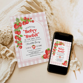 Boho Strawberry Berry Sweet Baby Girl Shower Einladung