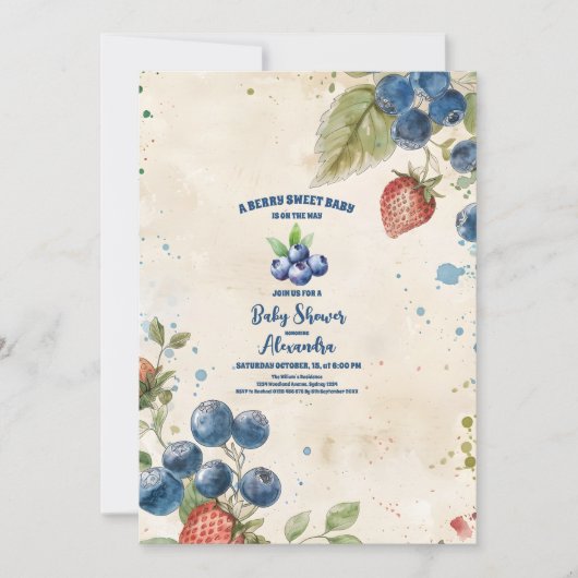 Boho Strawberry Berry Sweet Baby Shower Einladung (Vorderseite)