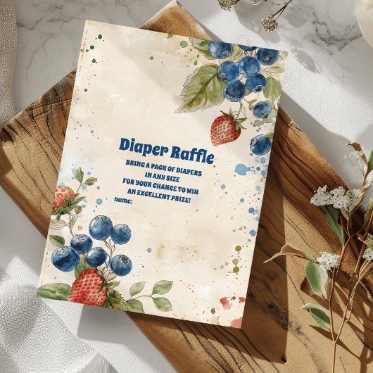 Boho Strawberry Berry Sweet Diaper Raffle Begleitkarte