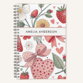 Boho Strawberry Coquette Floral Girly Pink Notizblock (Vorderseite)