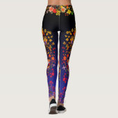 Boho Strawberry Floral Blue Ombre Leggings (Rückseite)