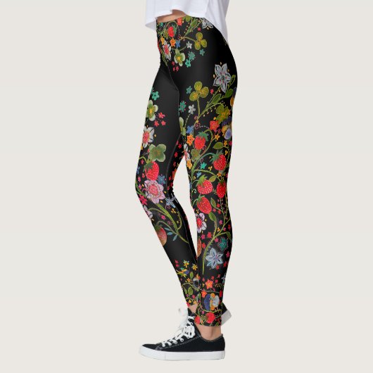 Boho Strawberry Floral Leggings (Links)