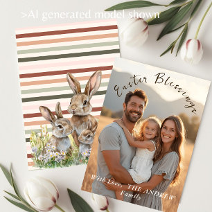 Boho-Streifen Ostern Foto in Pastell Feiertagskarte