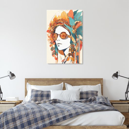 Boho Stretched Canvas Print Leinwanddruck (Insitu (Schlafzimmer))