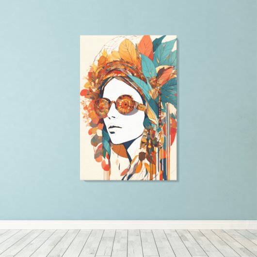 Boho Stretched Canvas Print Leinwanddruck (Insitu (Holzboden))
