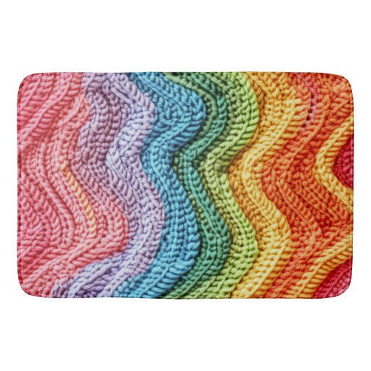 Boho Strickfarbige, gemütliche & kunsthandwerklich Badematte (Vorderseite)