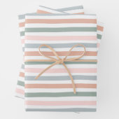 Boho Striped Birthday Baby Dusche Pink Blue Green Geschenkpapier Set (Beispiel)