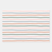 Boho Striped Birthday Baby Dusche Pink Blue Green Geschenkpapier Set (Vorderseite)