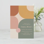 Boho Stripes Birthday Bash – Mint & Orange Einladung (Stehend Vorderseite)