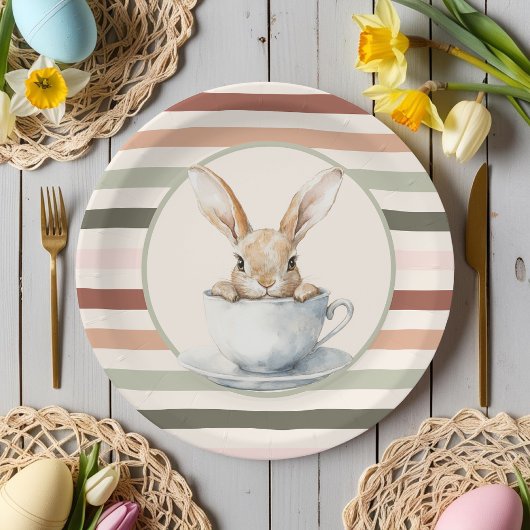 Boho Stripes & Bunny Easter Pappteller