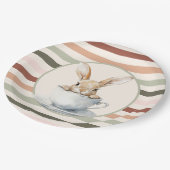 Boho Stripes & Bunny Easter Pappteller (Schrägansicht)