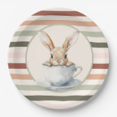 Boho Stripes & Bunny Easter Pappteller (Vorderseite)