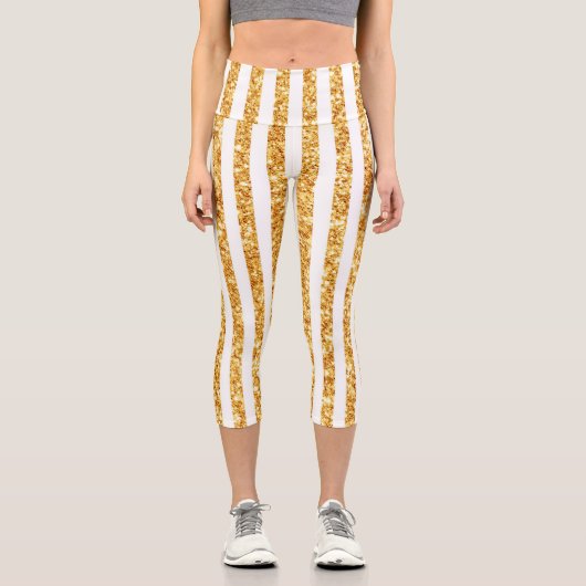 Boho Stripes Collection für den vertikalen Glitzer Capri Leggings (Vorderseite)