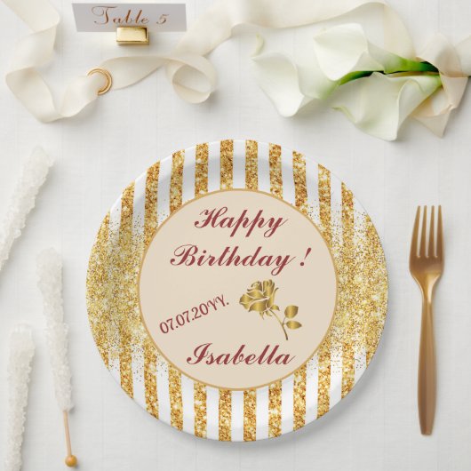 Boho Stripes Collection für den vertikalen Glitzer Pappteller (Hochzeit)