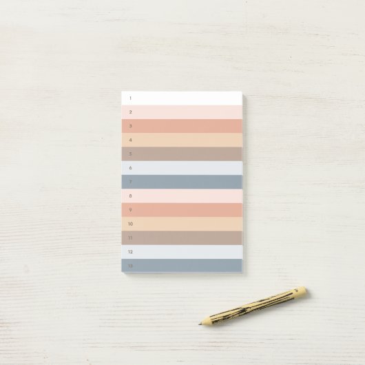 Boho Stripes Numbered Post-it-Notizen Post-it Klebezettel (Auf Schreibtisch)