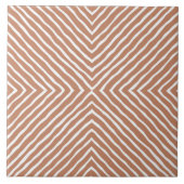 Boho Stripes Pattern (Terracotta und Weiß) Fliese (Vorderseite)