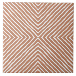 Boho Stripes Pattern (Terracotta und Weiß) Fliese