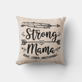 Boho ‘Strong Mama’ Feathers & Arrows Kissen