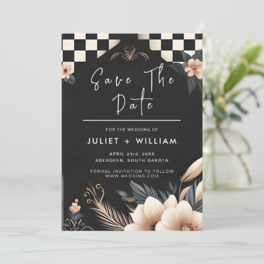 Boho Studio Creative Illustriert Wedding Save The Date (Stehend Vorderseite)