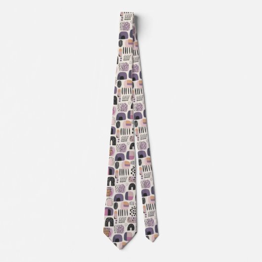 Boho Style Abstrakt Lila Neck Tie Krawatte (Vorderseite)