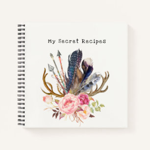 Boho Style anpassbare Rezepte SpiralNotebook Notizblock
