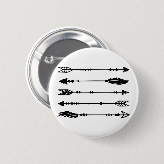 Boho Style Arrows Black & White Button (Vorne & Hinten)