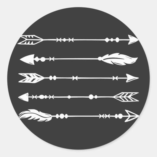 Boho Style Arrows in White Runder Aufkleber (Vorderseite)