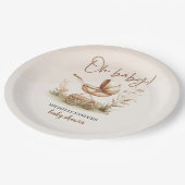 Boho Style Baby stroller neutral baby shower Pappteller (Schrägansicht)