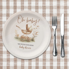 Boho Style Baby stroller neutral baby shower Pappteller