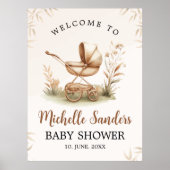  Boho Style Baby stroller neutral baby shower Poster (Vorne)
