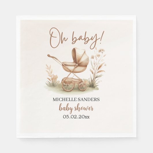 Boho Style Baby stroller neutral baby shower Serviette (Vorderseite)