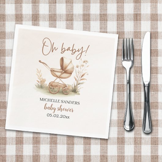 Boho Style Baby stroller neutral baby shower Serviette