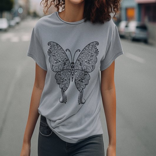 Boho-Style bedrückte Schmetterling T-Shirt