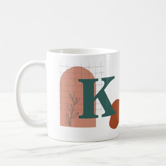 Boho Style Benutzerdefiniertes Monogramm und Name  Kaffeetasse (Links)
