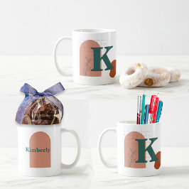 Boho Style Benutzerdefiniertes Monogramm und Name Kaffeetasse