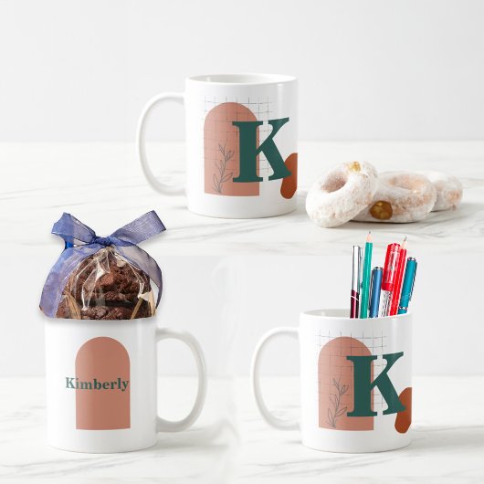 Boho Style Benutzerdefiniertes Monogramm und Name Kaffeetasse