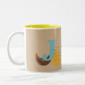 Boho Style Benutzerdefiniertes Monogramm und Name Zweifarbige Tasse (Links)