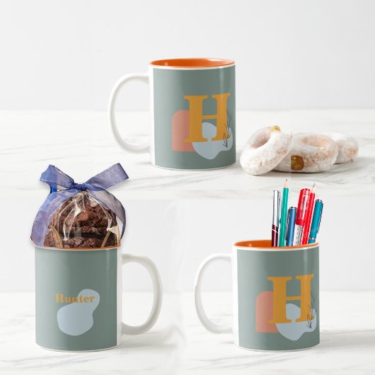 Boho Style Benutzerdefiniertes Monogramm und Name  Zweifarbige Tasse